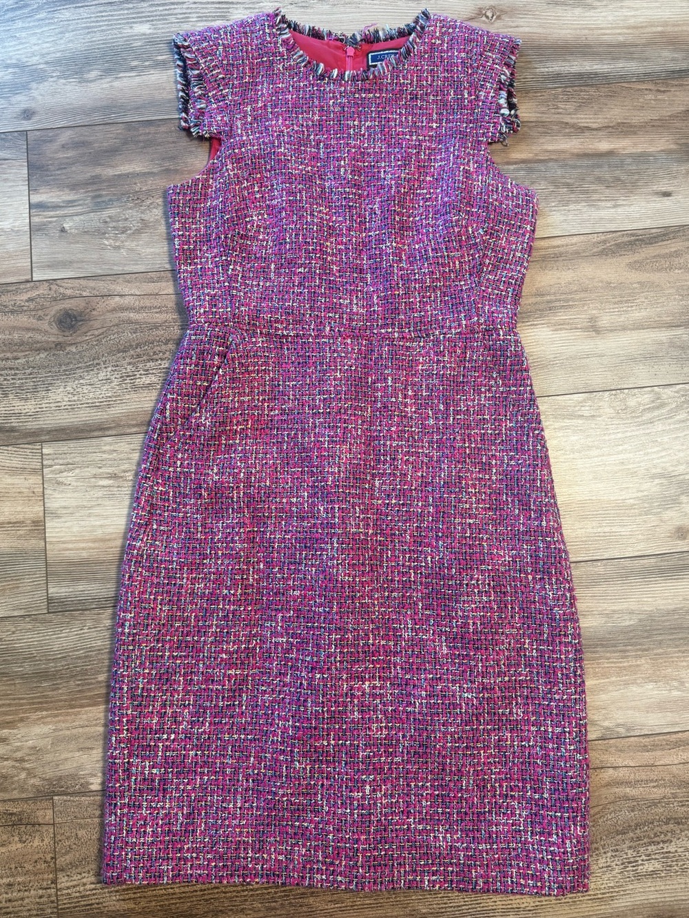 J. Crew Pink Tweed Cap-Sleeve Resume Dress - Picture 1 of 4